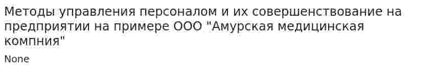 Методы управления персоналом и их совершенствование на предприятии на примере ООО "Амурская медицинская компния"