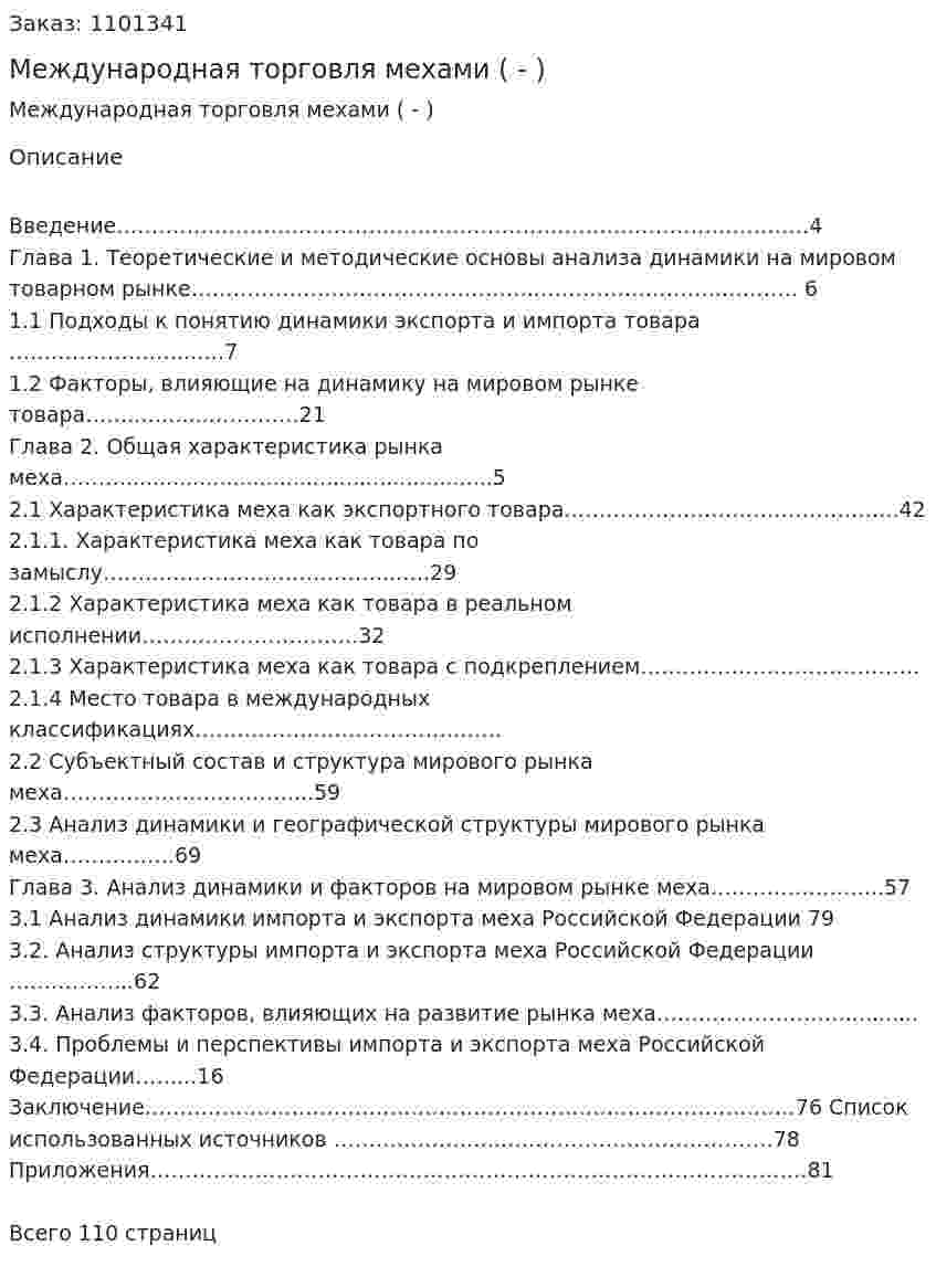 Международная торговля мехами (Дипломная работа - ВКР) 