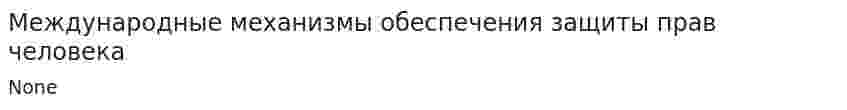 Международные механизмы обеспечения защиты прав человека