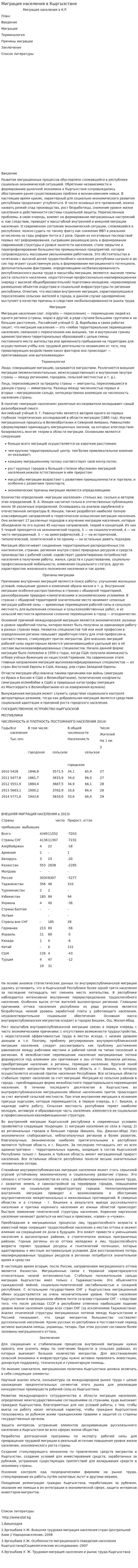 Миграция населения в Кыргызстане