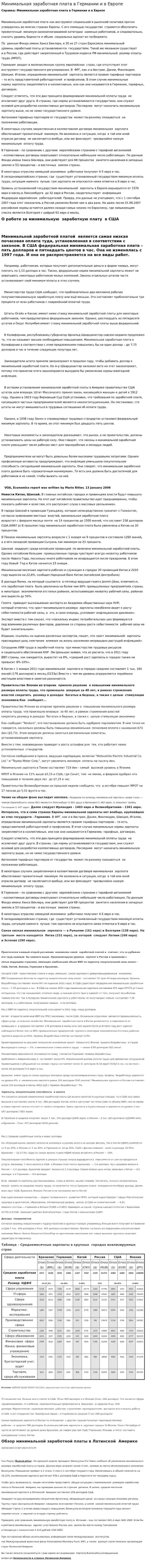 Минимальная заработная плата в Германии и в Европе