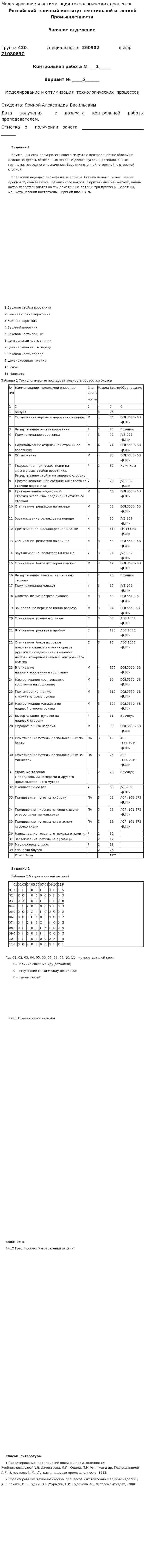 Моделирование и оптимизация технологических процессов