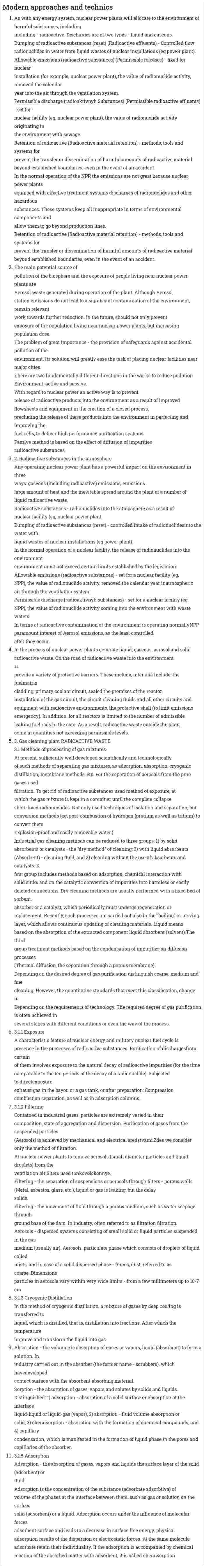 Modern approaches and technics