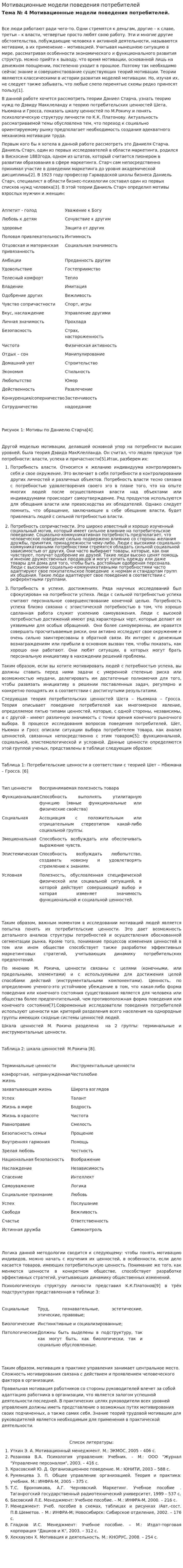 Мотивационные модели поведения потребителей