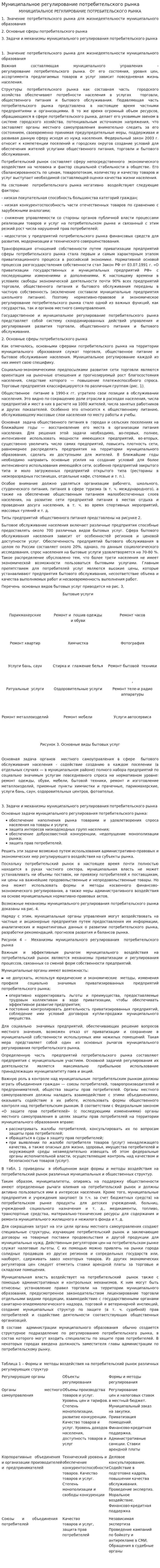 Муниципальное регулирование потребительского рынка