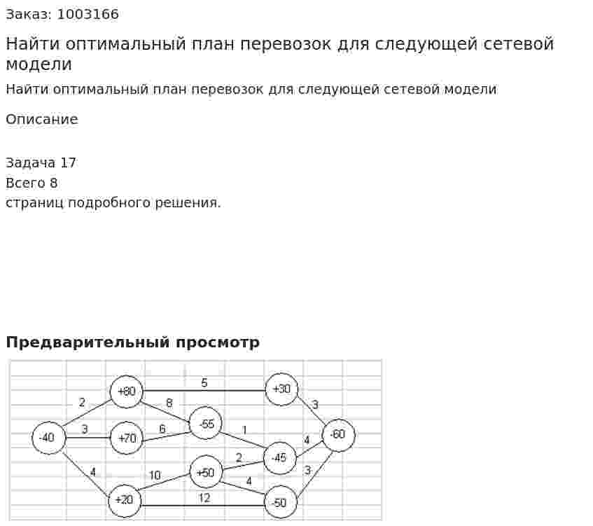 Найти оптимальный план перевозок для следующей сетевой модели 