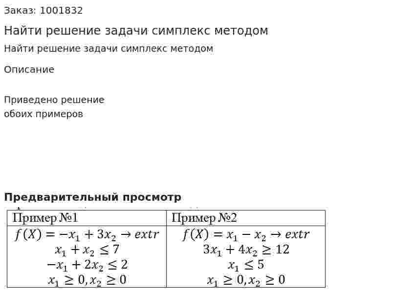 Найти решение задачи симплекс методом 