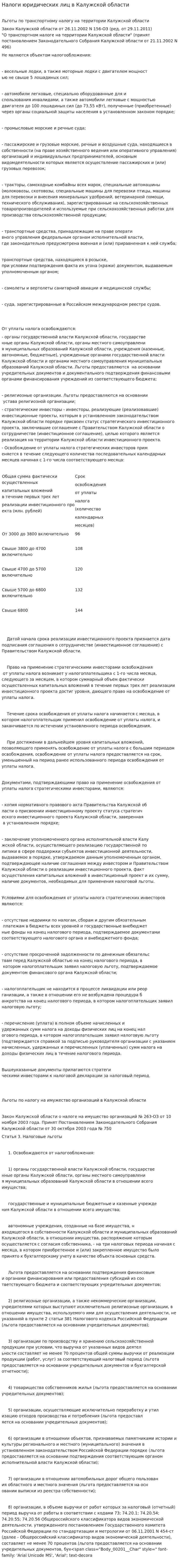 Налоги юридических лиц в Калужской области