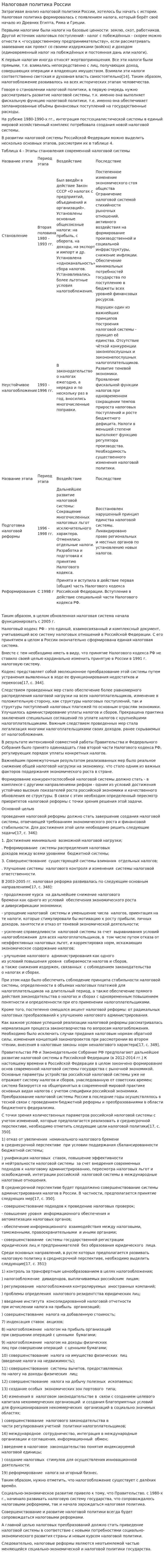 Налоговая политика России