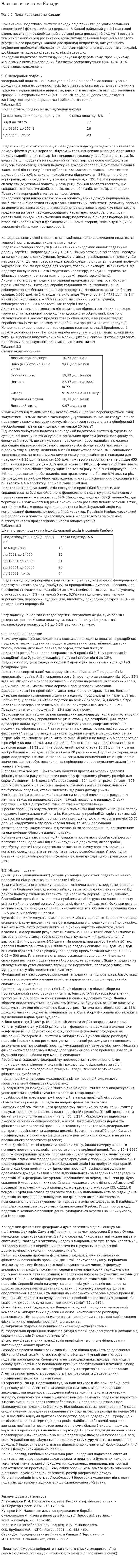 Налоговая система Канади