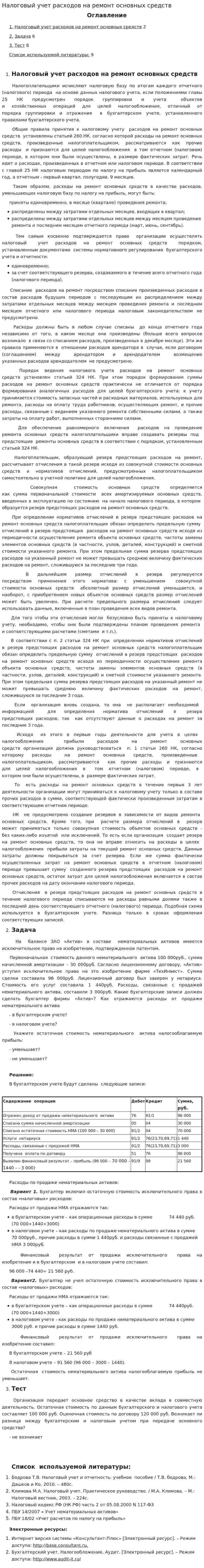 Налоговый учет расходов на ремонт основных средств