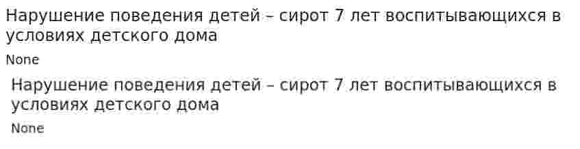 Нарушение поведения детей – сирот 7 лет воспитывающихся в условиях детского дома