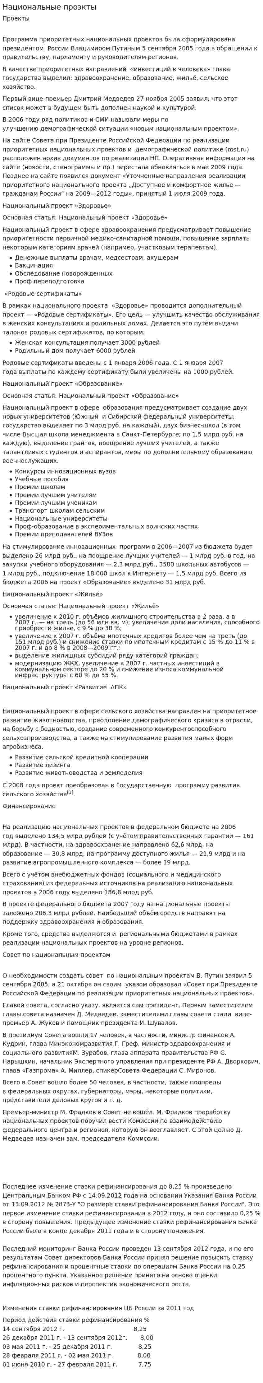 Национальные проэкты