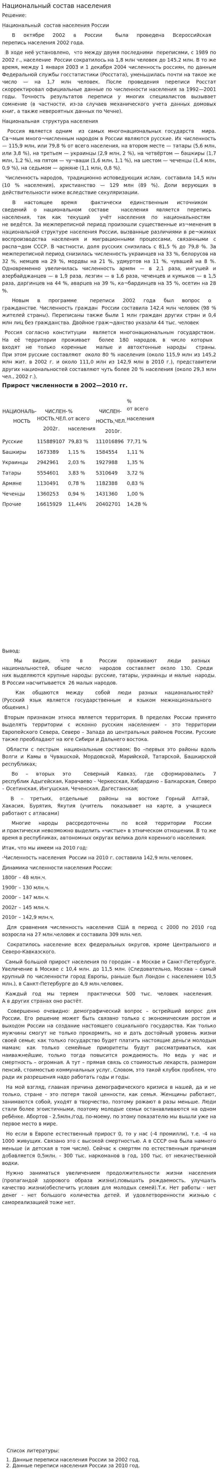 Национальный состав населения. 2