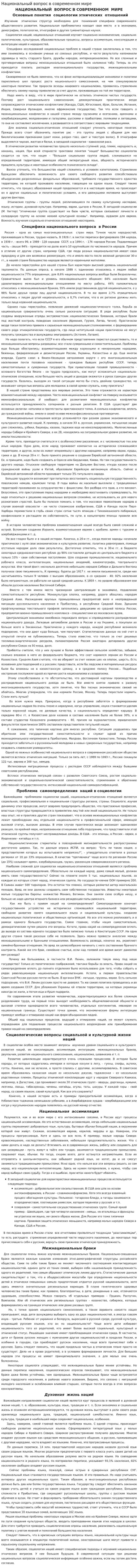 Национальный вопрос в современном мире