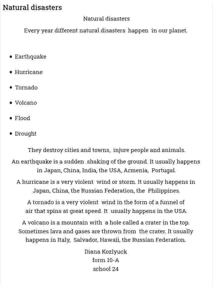 Natural disasters