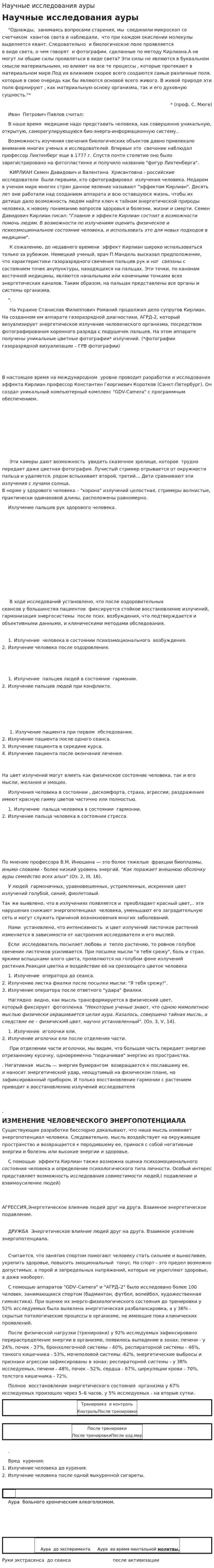 Научные исследования ауры