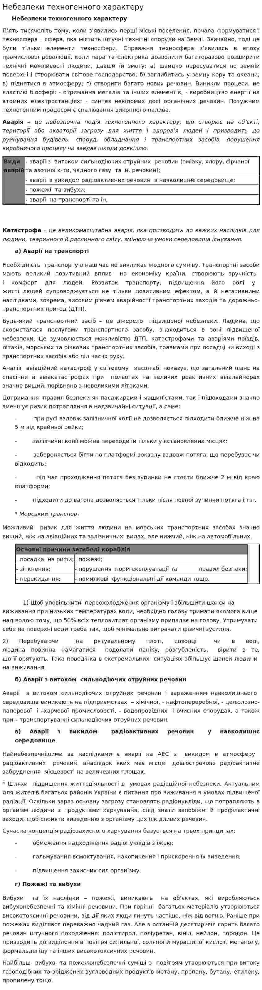 Небезпеки техногенного характеру