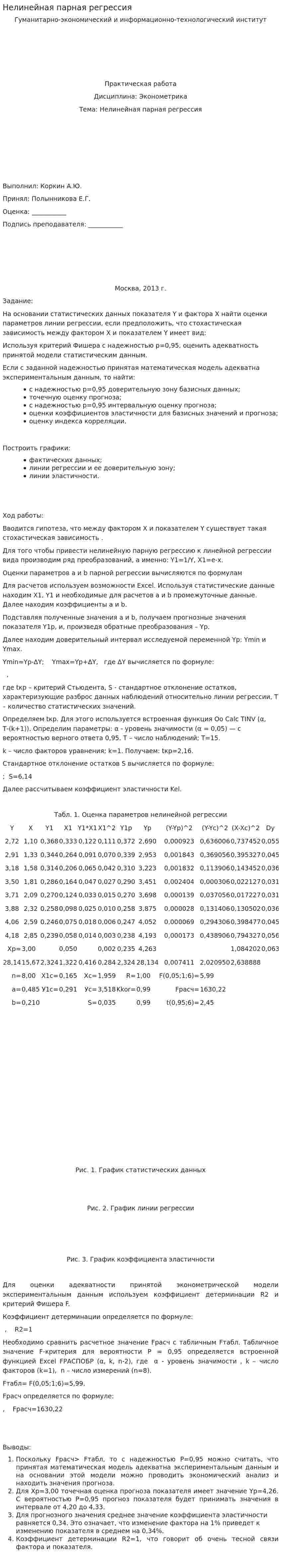 Нелинейная парная регрессия
