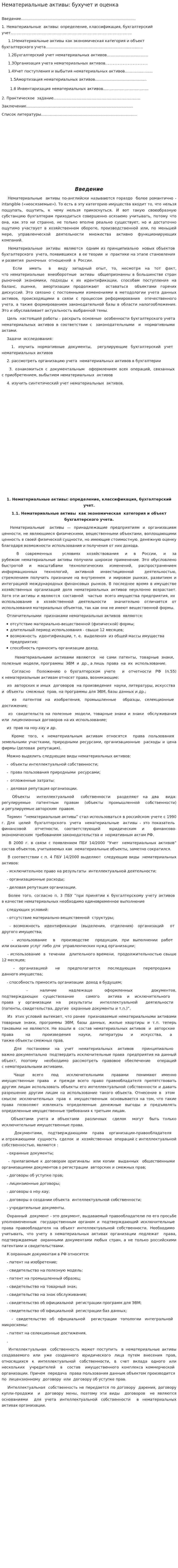 Нематериальные активы: бухучет и оценка