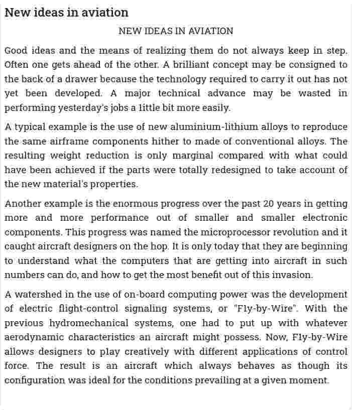 New ideas in aviation