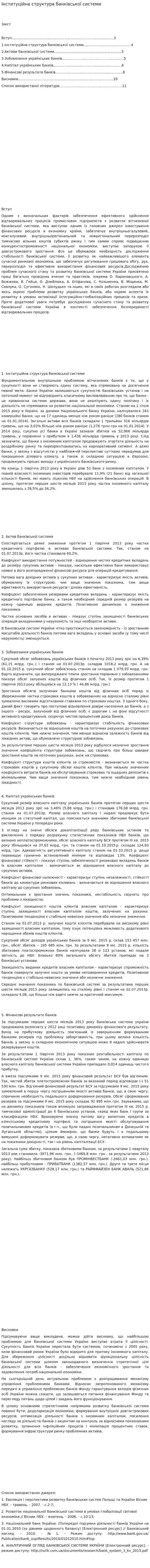 Інституційна структура банківської системи