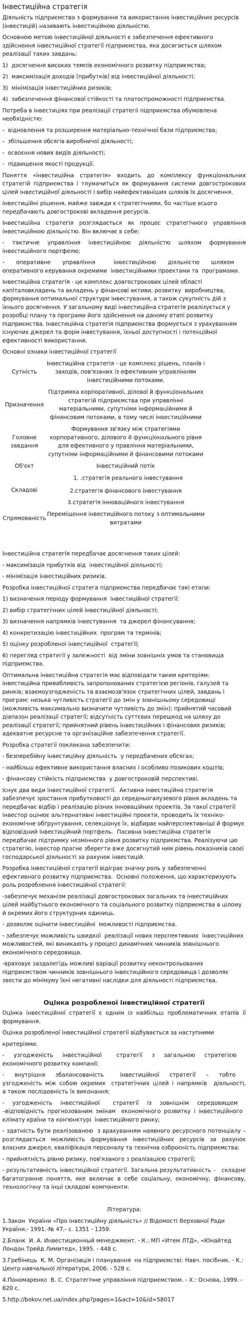 Інвестиційна стратегія