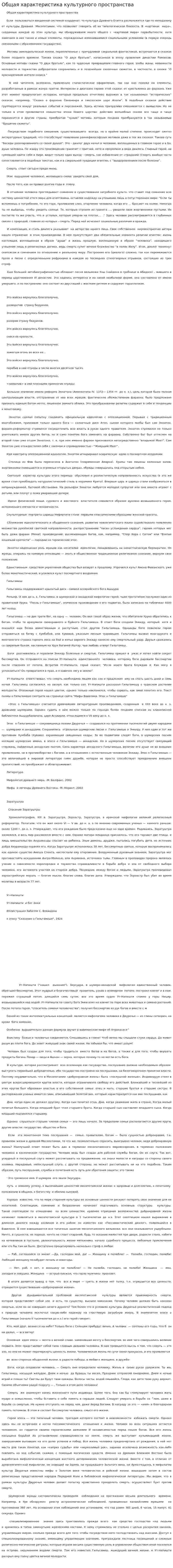 Общая характеристика культурного пространства