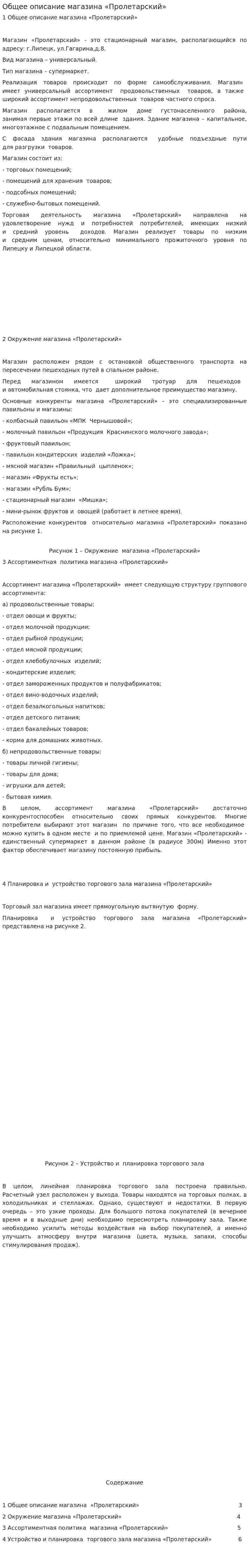 Общее описание магазина «Пролетарский»