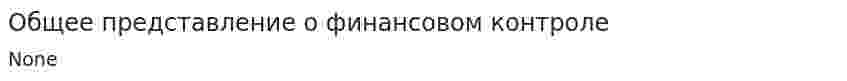 Общее представление о финансовом контроле