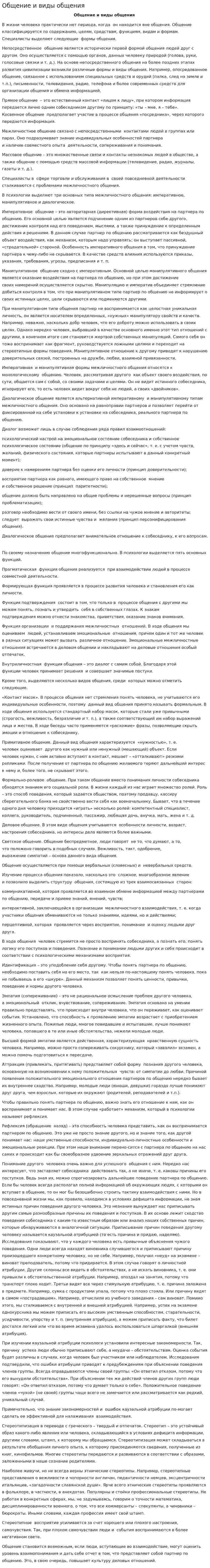 Общение и виды общения
