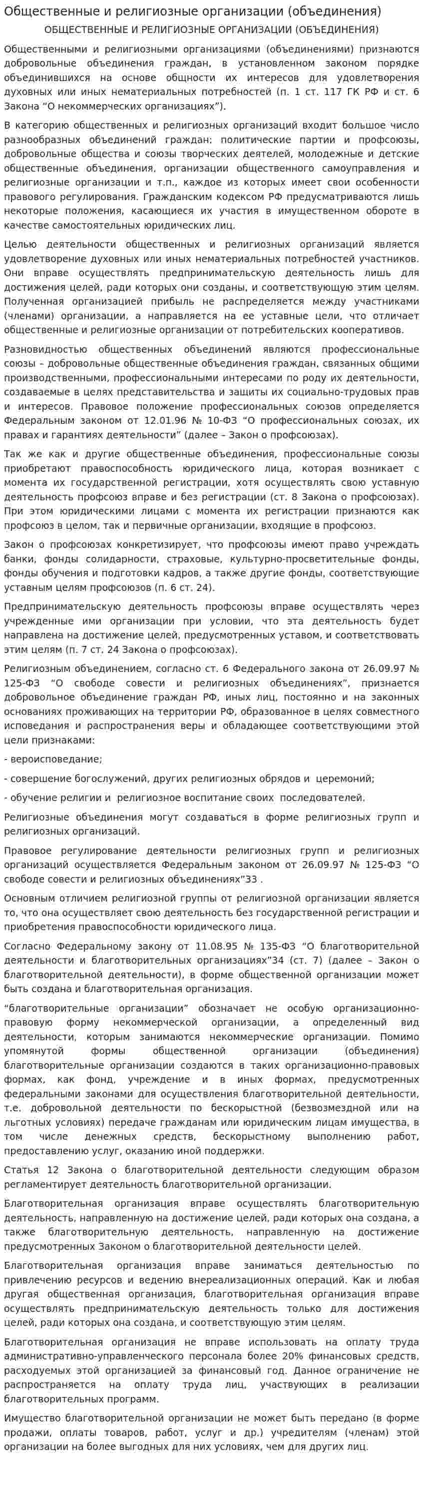 Общественные и религиозные организации (объединения)