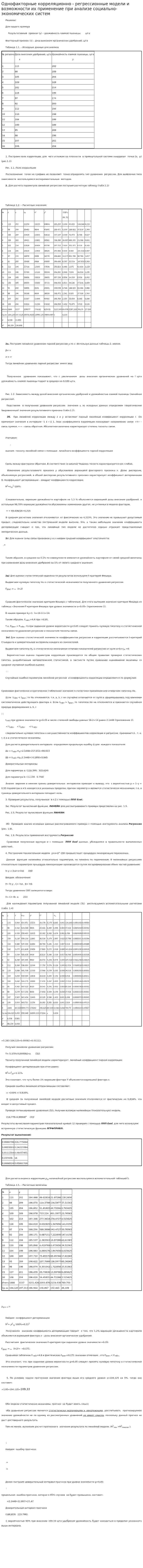 Однофакторные корреляционно - регрессионные модели и возможности их применение при анализе социально-экономических систем