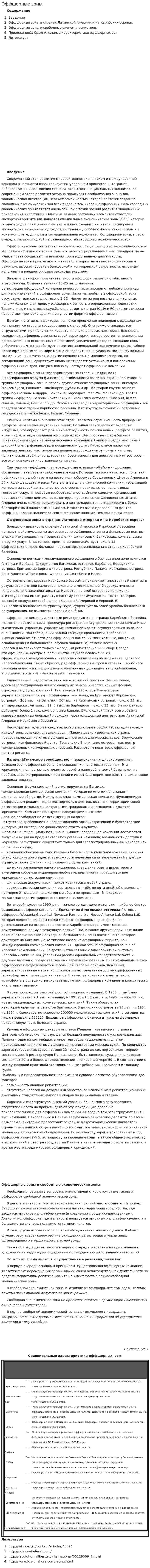 Оффшорные зоны. 2