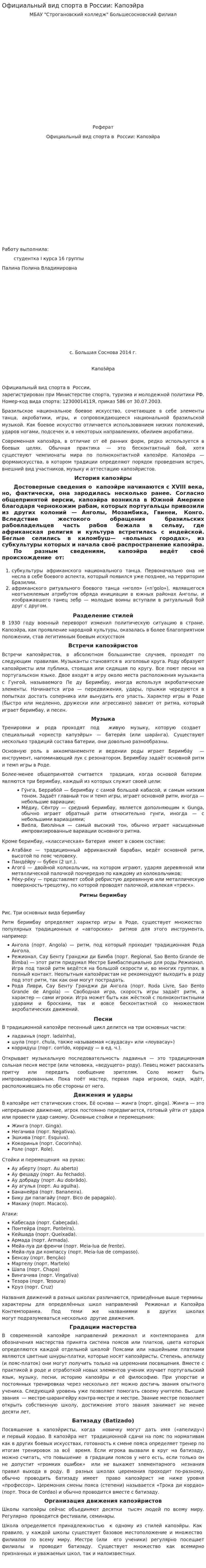 Официальный вид спорта в России: Капоэйра