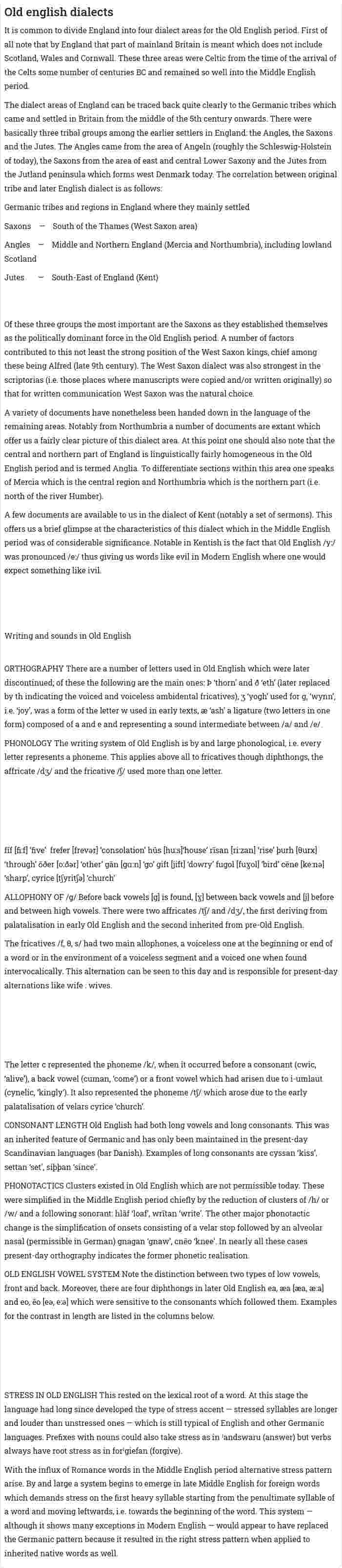 Old english dialects
