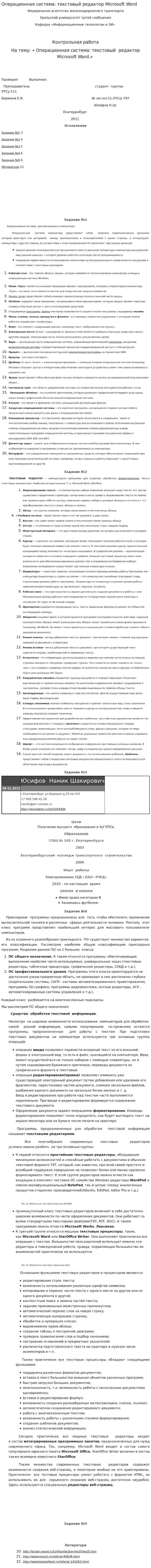Операционная система: текстовый редактор Microsoft Word