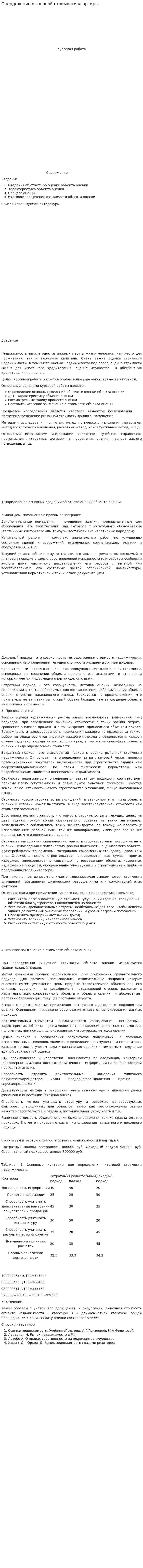 Оперделение рыночной стоимости квартиры