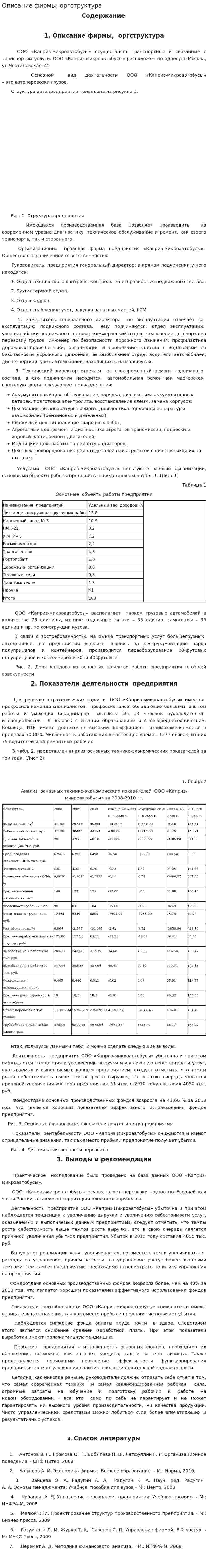 Описание фирмы, оргструктура
