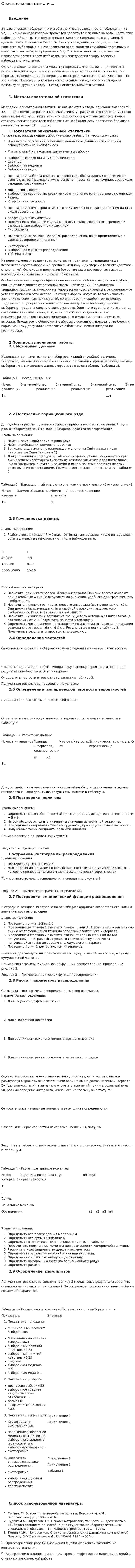 Описательная статистика