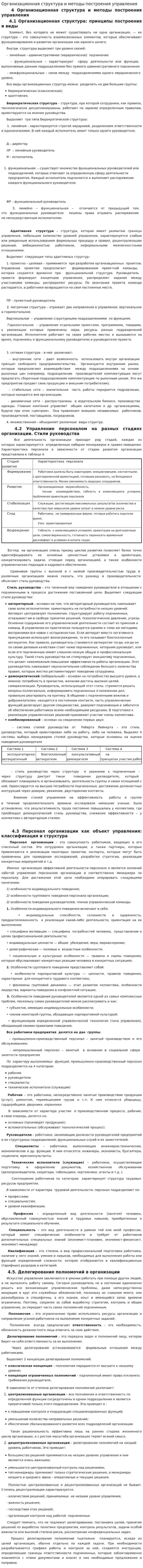 Организационная структура и методы построения управления