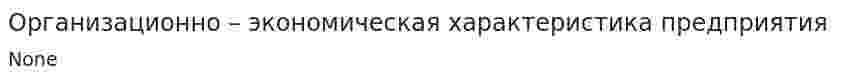 Организационно – экономическая характеристика предприятия