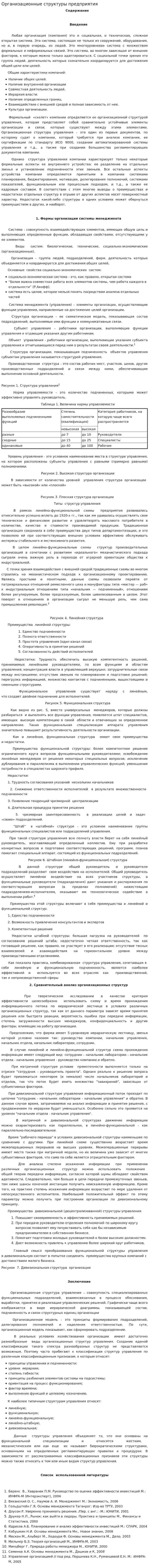 Организационные структуры предприятия