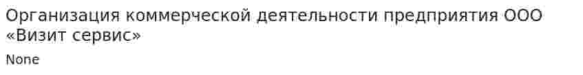 Организация коммерческой деятельности предприятия ООО «Визит сервис»
