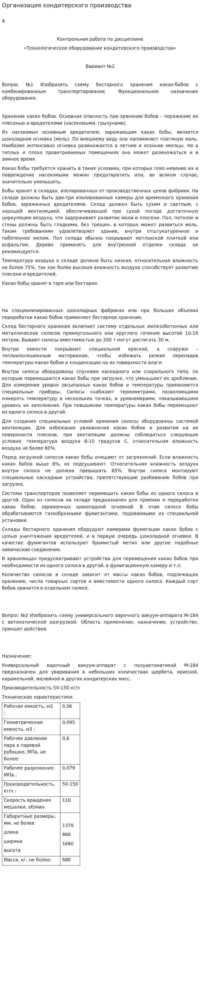 Организация кондитерского производства
