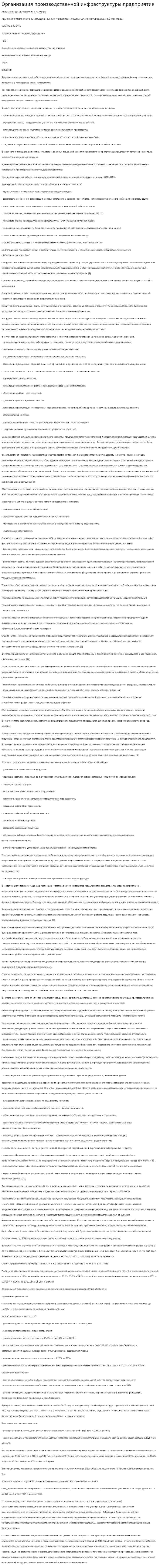 Организация производственной инфраструктуры предприятия