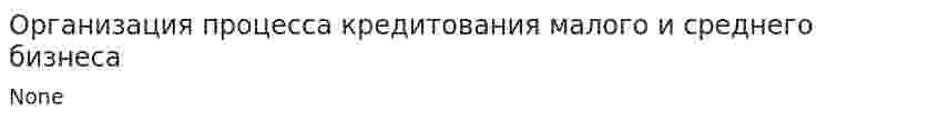 Организация процесса кредитования малого и среднего бизнеса