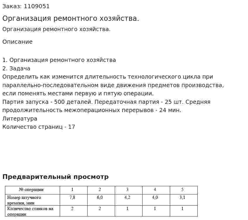Организация ремонтного хозяйства. (контрольная работа)  