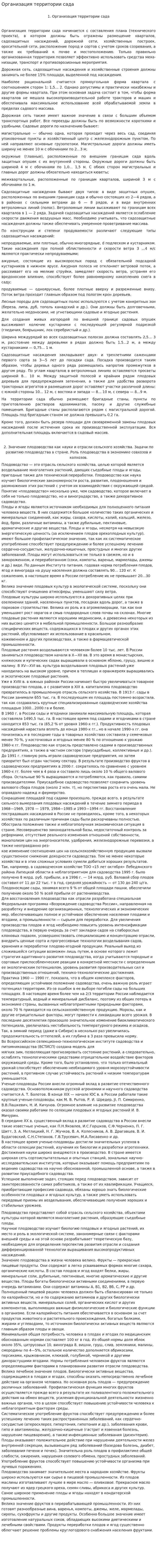 Организация территории сада
