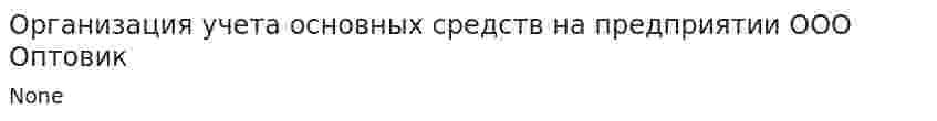 Организация учета основных средств на предприятии ООО Оптовик